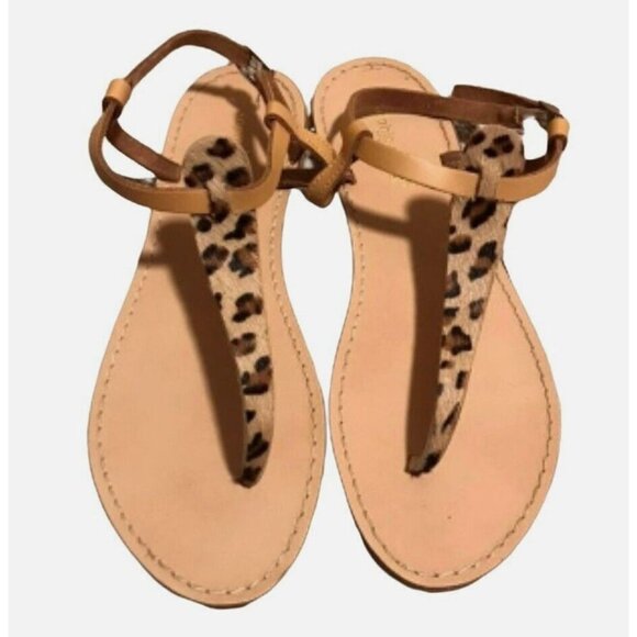 Sophia Milano Calf Hair Animal Print Leather Sandals, Size 8 - Picture 1 of 14